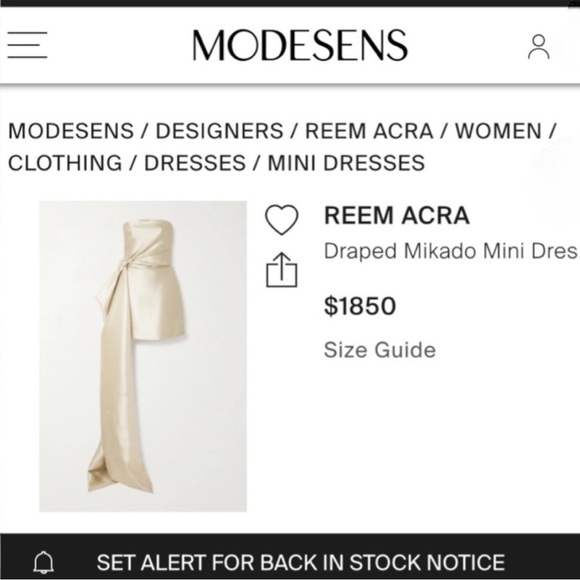 Reem Acra Draped Mikado Mini Dress | Size 6 | Neutral Champagne Color | $425 - Picture 4 of 9